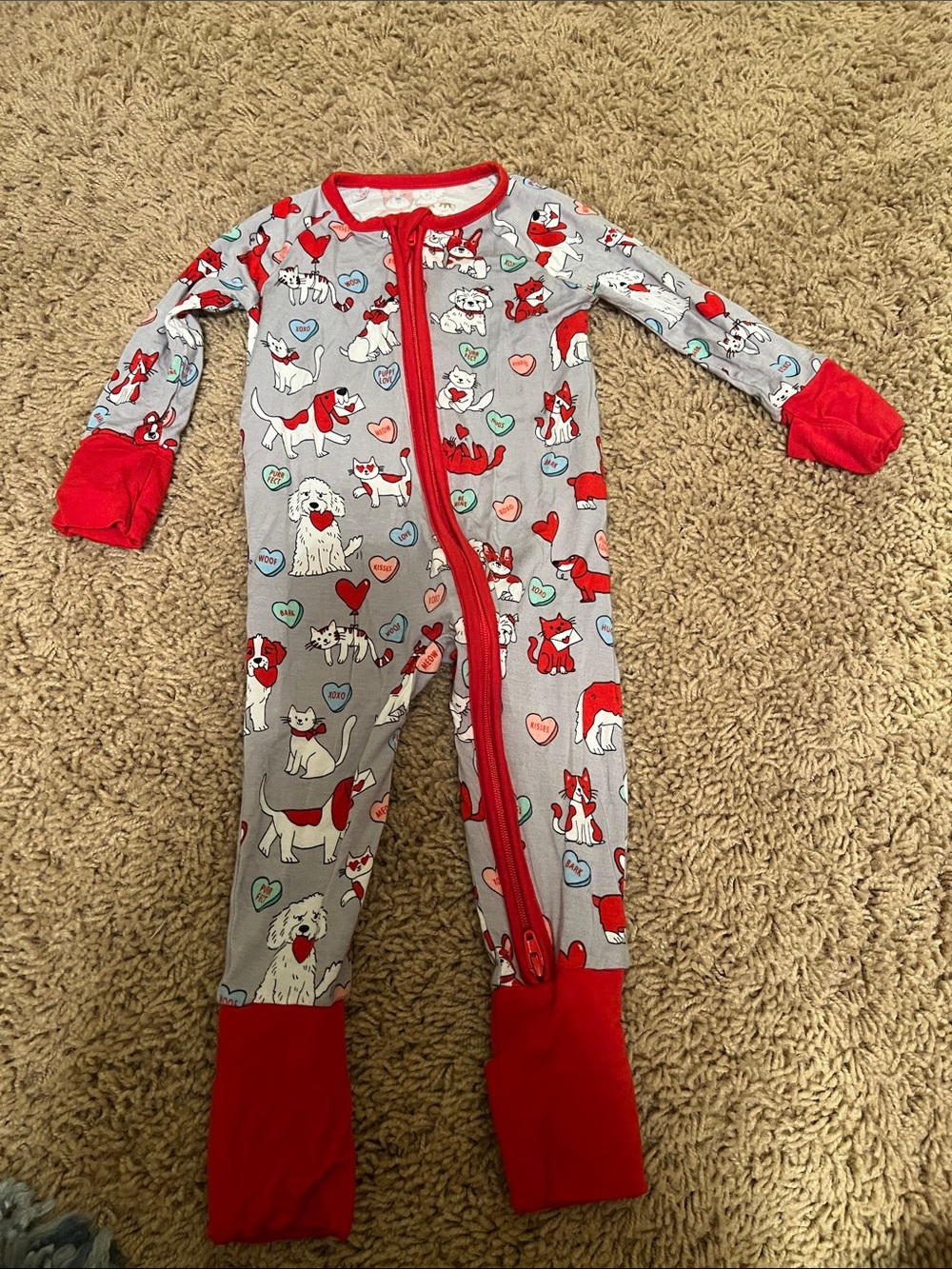 Little Sleepies Valentines Zippered Footie